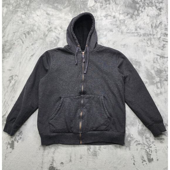 Weatherproof Jacket Mens L Gray Fleece Sherpa Lined Zip Front Hoodie Heavyweight - Picture 1 of 9